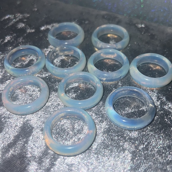 Opal ring bands opalite clear shiny milky healing crystal rock opalite ring band - Picture 15 of 17